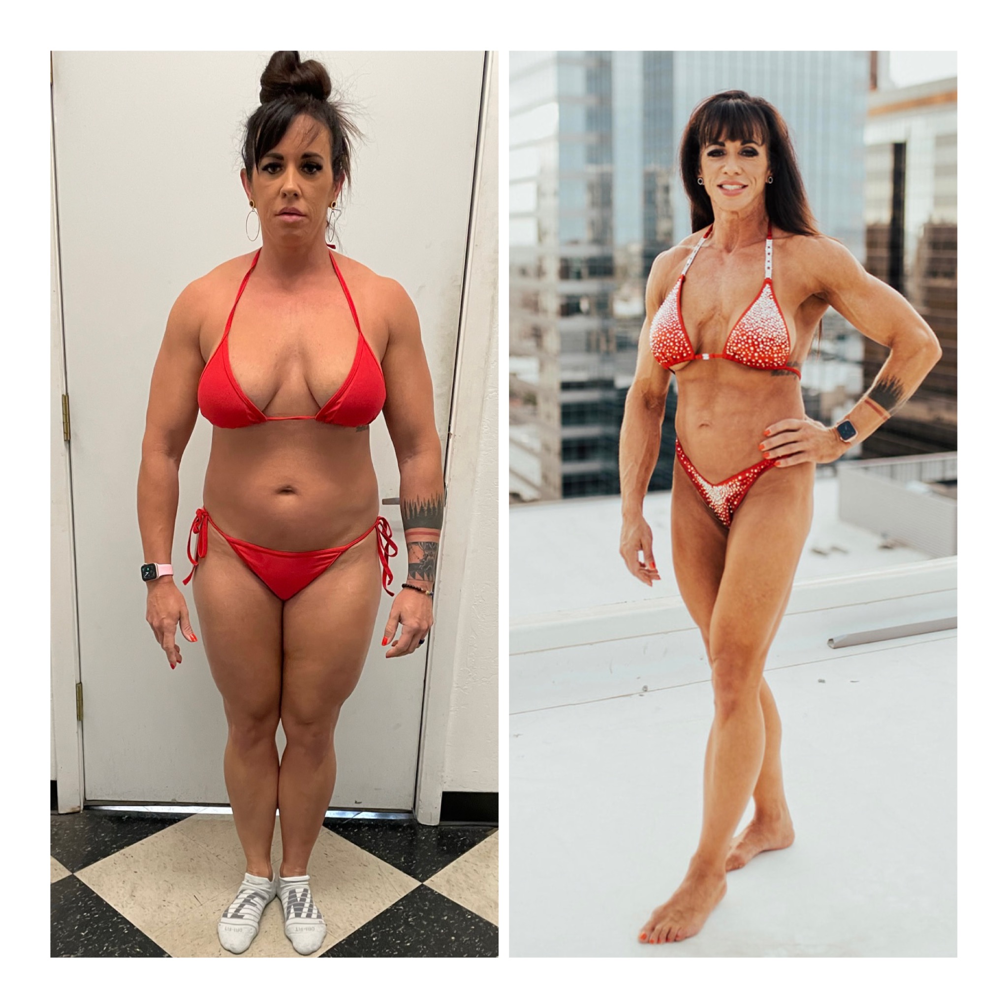 Two photos from Annie's personal fitness archive
